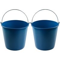 Hega Hogar 2x Blauwe schoonmaakemmers/huishoudemmers 16 liter 32 x 28 cm -