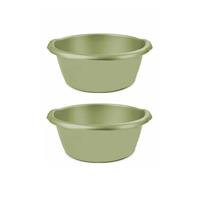 Hega Hogar 2x stuks groene afwasbak/afwasteil rond 15 liter cm -