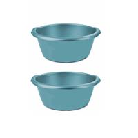 Hega Hogar 2x stuks turquoise blauwe afwasbak/afwasteil rond 15 liter cm -