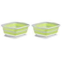 Zeller 2x Wit/groene opvouwbare afwasteil/afwasbakken met snijplank x 32 cm 11 liter -