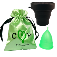 Menstruatiecups.nl De Groene Cup herbruikbare menstruatiecup + Magnetron sterilisator (Maat: Model V (XS, tieners))