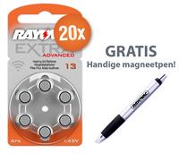 Rayovac Voordeelpak  gehoorapparaat batterijen - Type 13 (oranje) - 20 x 6 stuks + gratis magnetische batterijpen