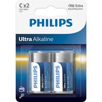 Philips Ultra Alkaline batterijen C 2 stuks in blister