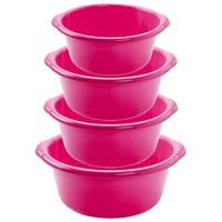 Forte Plastics Voordeelset multi-functionele kunststof teiltjes roze in 4-formaten -
