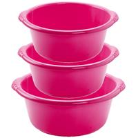 Forte Plastics Voordeelset multi-functionele kunststof teiltjes roze in 3-formaten -