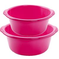 Forte Plastics Voordeelset multi-functionele kunststof teiltjes roze in 2-formaten -