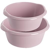 Hega Hogar Voordeel set multi-functionele kunststof afwas huishoud teiltjes oud roze in 2-formaten -
