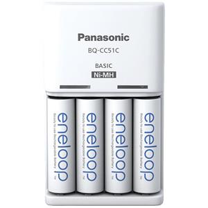 Panasonic Basic BQ-CC51 + 4x eneloop AA Stekkerlader NiMH AAA (potlood), AA (penlite)