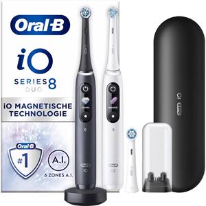 Oral-B Elektrische Zahnbürste iO8 Duo Doppelpack White Alabaster / Black Onyx