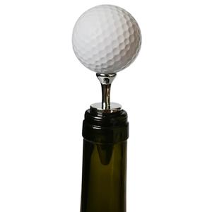 huismerk Golf + Tee vorm rode wijnfles Stopper maat: 10 x 4 2 cm (zilver)