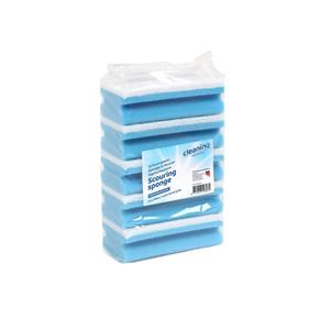 Schuurspons  met greep 140x70x42mm blauw/wit 10 stuks