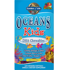 Garden of Life Oceans Kids' DHA Kauwbare Omega-3 Softgels - Bessen Limoen - 120 softgels