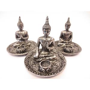 Wierookbrander set 3x boeddhas zilver -