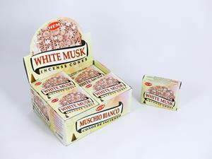 HEM Wierook Kegels / Cones - Witte Musk / White Musk - Voordeelbox (12 Pakjes / 120 Kegels)