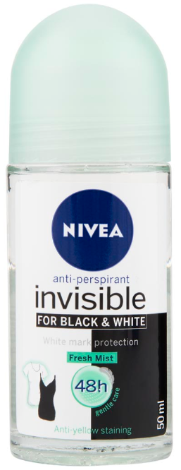 Nivea Deodorant roller invisible black & white fresh mist 50 Ml