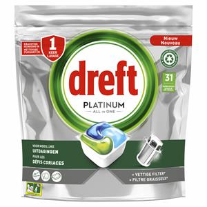 Dreft 5x  Platinum All In One Vaatwascapsules Regular 31 stuks