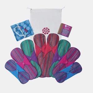 Menstruatiecups.nl Eco Femme First Period Kit - wasbaar maandverband startpakket of geschenkset voor de eerste menstruatie (Kleur: donker)