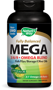 Natures way Maximale sterkte Omega 3/6/9 Mix, Limoen smaak, 1350 mg (180 gelcapsules) - Nature's Way