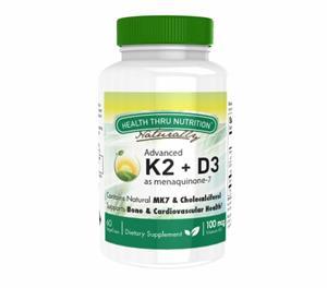 K2 (100 mcg as Menaquinone 7) + D3 (1000iu) (60 Vegicaps) - Health Thru Nutrition
