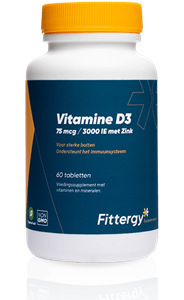 Fittergy Vitamine D3 75 mcg met Zink (60 tabletten) - 