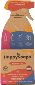 Happysoaps Cleaning tabs combipack alles-, keuken-, glas- en sanitair reiniger 4 stuks