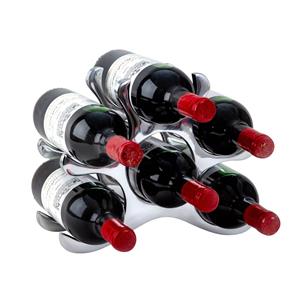 Svenska Living Modern stijlvol Wijnrek voor 6 flessen - chrome etaal - 28 x 22 cm - Wijnrekken