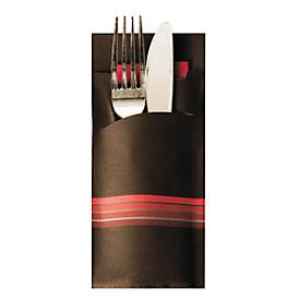 PAPSTAR Tischläufer 520 Bestecktaschen 20 cm x 8,5 cm schwarz/bordeaux Stripes inkl.