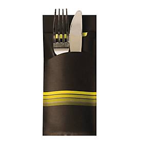 Bestekzakjes Papstar Stripes, incl. wit servet, 520 st, 200 x 85 mm, papier, zwart/limoen