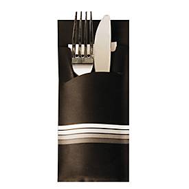 Bestekzakjes Papstar Stripes, incl. wit servet, 520 st, b 85 x h 200 mm, papier, zwart/wit