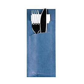 PAPSTAR Tischläufer 520 Bestecktaschen 20 cm x 8,5 cm blau inkl. weißer Serviette 33 x 33