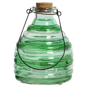 Decoris Wespenvanger/wespenval met hengsel - glas - groen - D13 x H17 cm -