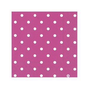Ihr 20x Polka Dot 3-laags servetten fuchsia roze met witte stippen 33 x 33 cm -