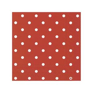 Ihr 20x Polka Dot 3-laags servetten rood met witte stippen 33 x 33 cm -
