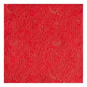 Ambiente 15x stuks Luxe servetten barok patroon rood 3-laags -