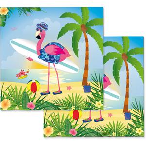 40x Dieren thema flamingo tafel servetten 33 x 33 cm -