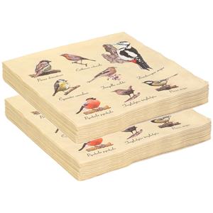 Esschert Design 40x Papieren servetten met vogels print 33 x 33 cm -