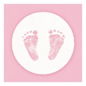 Ambiente 40x Servetten geboorte meisje roze/wit 3-laags -