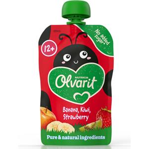 6x Olvarit Knijpfruit 12+m Aardbei Banaan Kiwi 100 gr