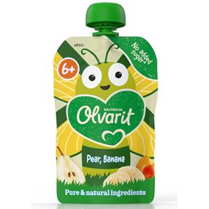 6x Olvarit Knijpfruit 6+m Peer&Banaan 100 gr