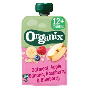 Organix  Knijpfruit - Havermout, Appel, Banaan, Framboos & Bosbes - 12+ maanden - 100 gram