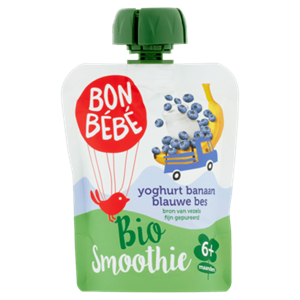Bonbebe Bio yoghurt banaan-blauwe bes smoothie