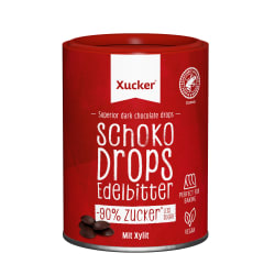 Xucker Vegane Schoko-Drops Edelbitter mit Xylit, klein
