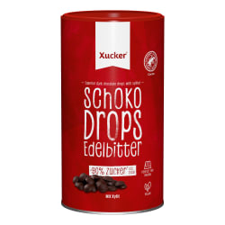 Xucker Vegane Schoko-Drops Edelbitter mit Xylit, groß