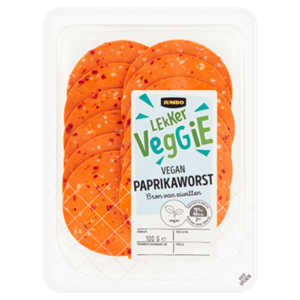 JUMBO VerticalLine;  Lekker Veggie Paprikaworst Vegan 100g Aanbieding bij 
