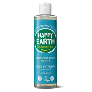 Happy Earth Pure deo spray cedar lime - navulling 300ml