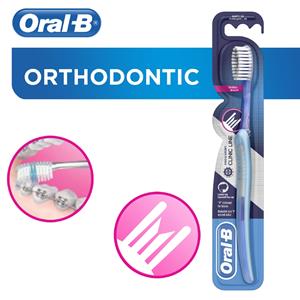 Oral-B Orthodontic Zahnbürste mit wenig Druck Clinic Line Handzahnbürste mit V-förmigen Borsten für Zähne und Zahnspangen 35 weich 91308821