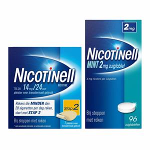 Nicotinell Combinatie therapie: Pleister 14 mg 7 st + Zuigtablet Mint 2 mg 96 st Pakket