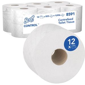 Kimberly-Clark Scott CONTROL™ Toilettenpapier, 2-lagig, VE 12 Stk x 833 Blatt, weiß