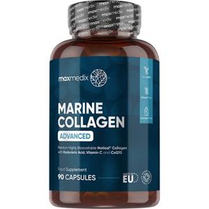 Maxmedix Marine Collageen Supplement met Hyaluronzuur en Vitamine C - 1200 mg  90 Capsules