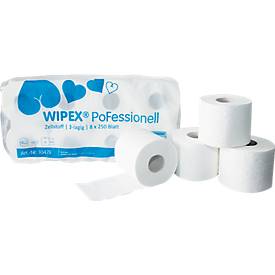 WIPEX Toilettenpapier (72-St), 3-lagig, hochweiß, 250 Blatt/Rolle